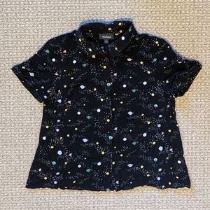 Modcloth Planets / Outer Space Short-Sleeve Button-Up